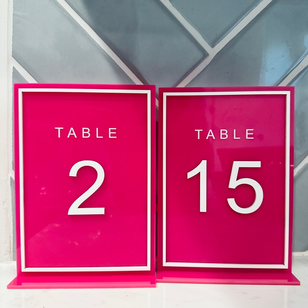Fuschia pink table numbers 1-15